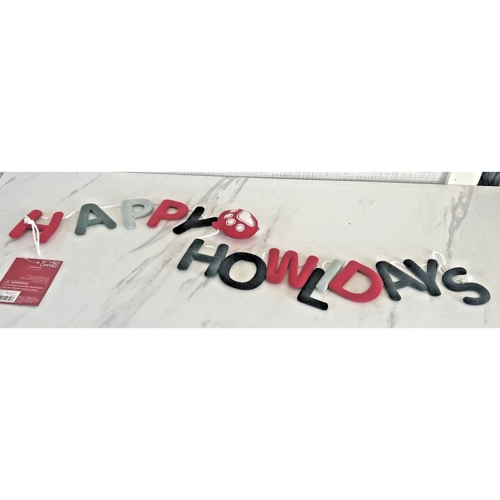 Happy Howlidays Paws Pet Christmas Tree Garland Bunting Indoor‎ Felt 56